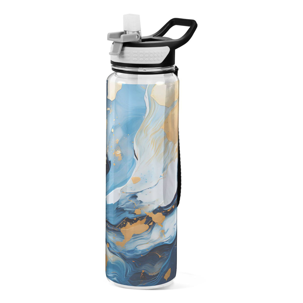 Marble Blue and Gold 32oz Tritan Leakproof Water Bottle with Straw Y246
