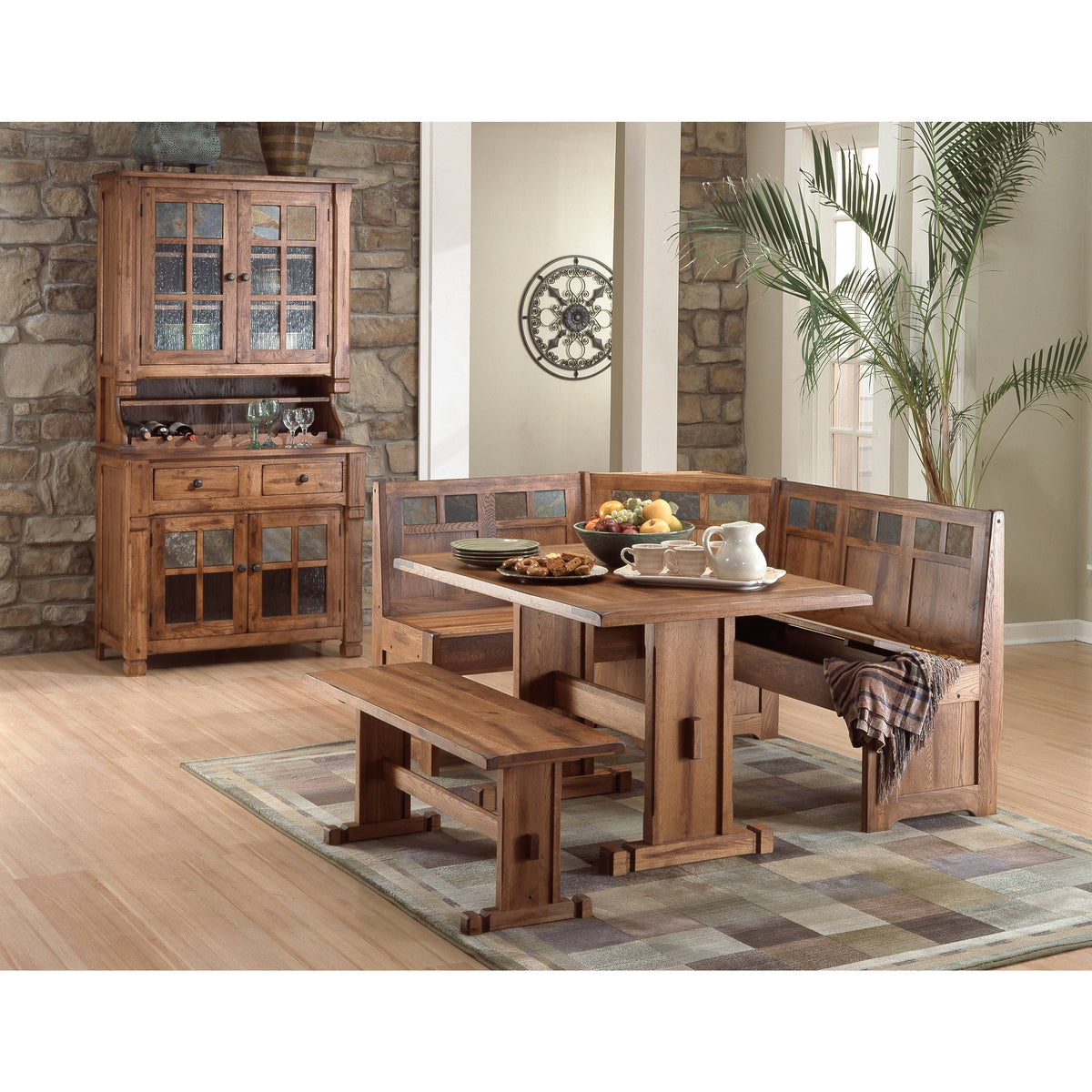 Rustic Oak Breakfast Nook Set P605