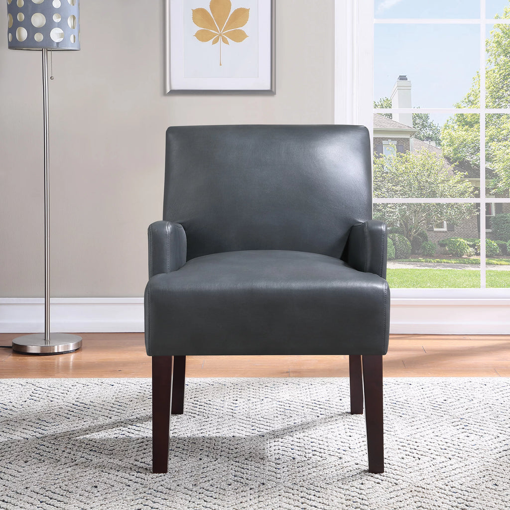 Pewter Faux Leather Guest Chair I1743