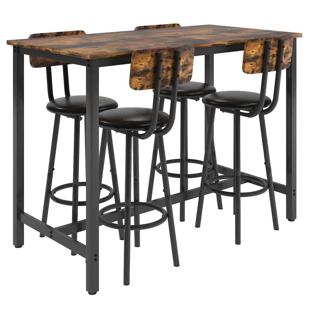5 Piece Bar Height Dining Table Set with Upholstered Stools B229380