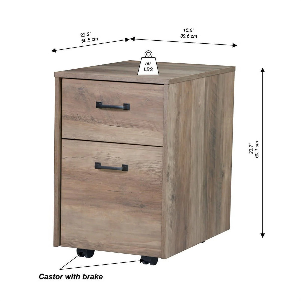 Rustic Oak Finish Mobile File Cabinet I674942