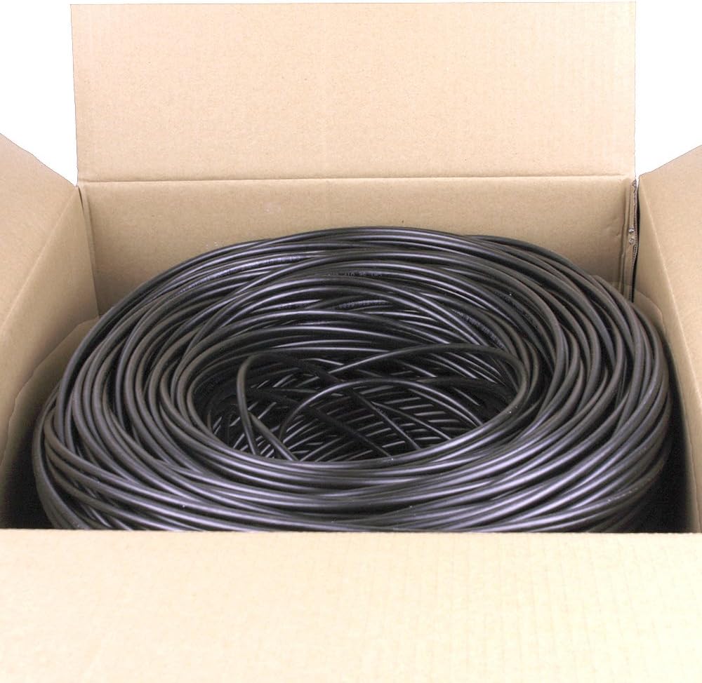 Black Outdoor UV Rated UTP Cat5e Ethernet Cable, 1000 Ft V39213