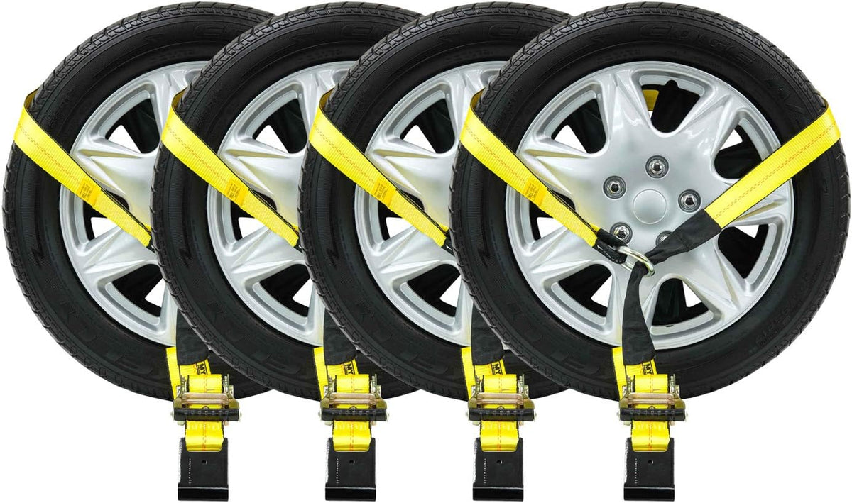 4 Pack 2 x 10' Car Tie Down Ratchet Strap with Flat Hook T6806