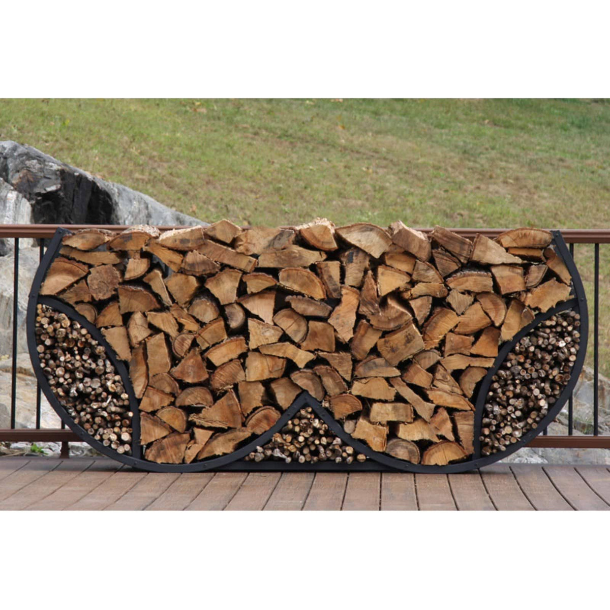 8' Double Round Firewood Log Rack with Kindling Kit H31197