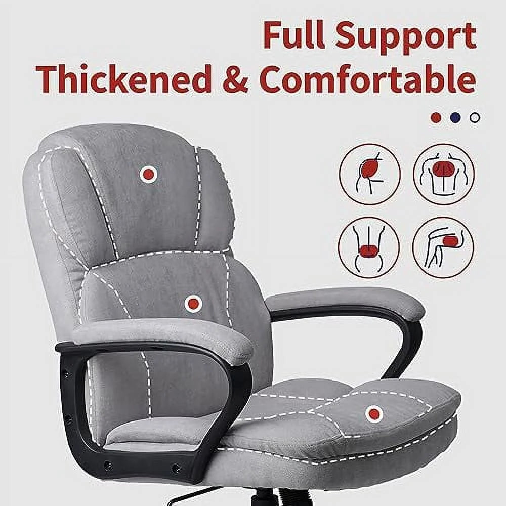 Ergonomic Upholstered Swivel Office Chair with Headrest and Armrest M9132
