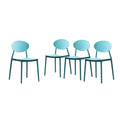 Teal Plastic Stacking Dining Chairs Set of 4 D628230
