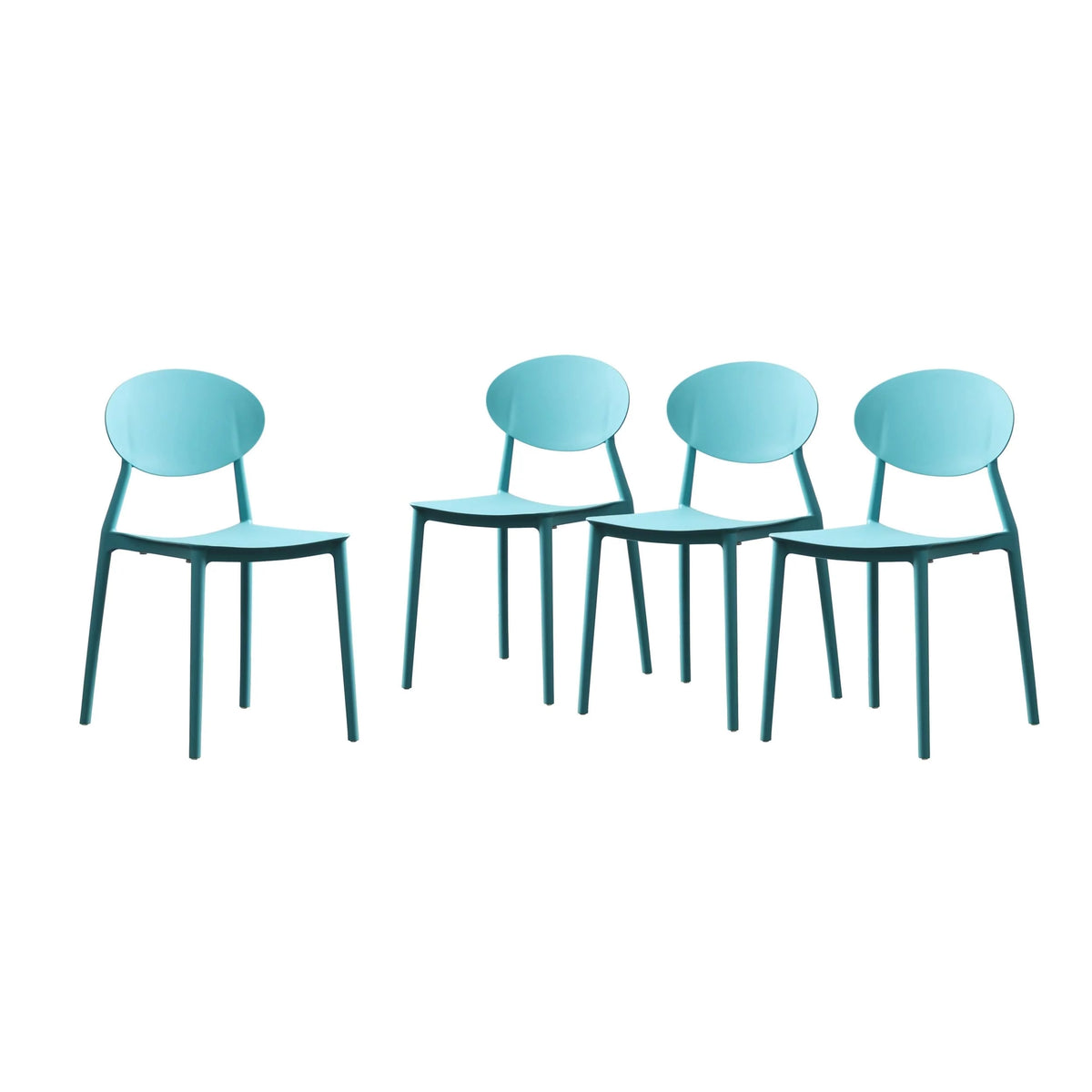 Teal Plastic Stacking Dining Chairs Set of 4 D628230