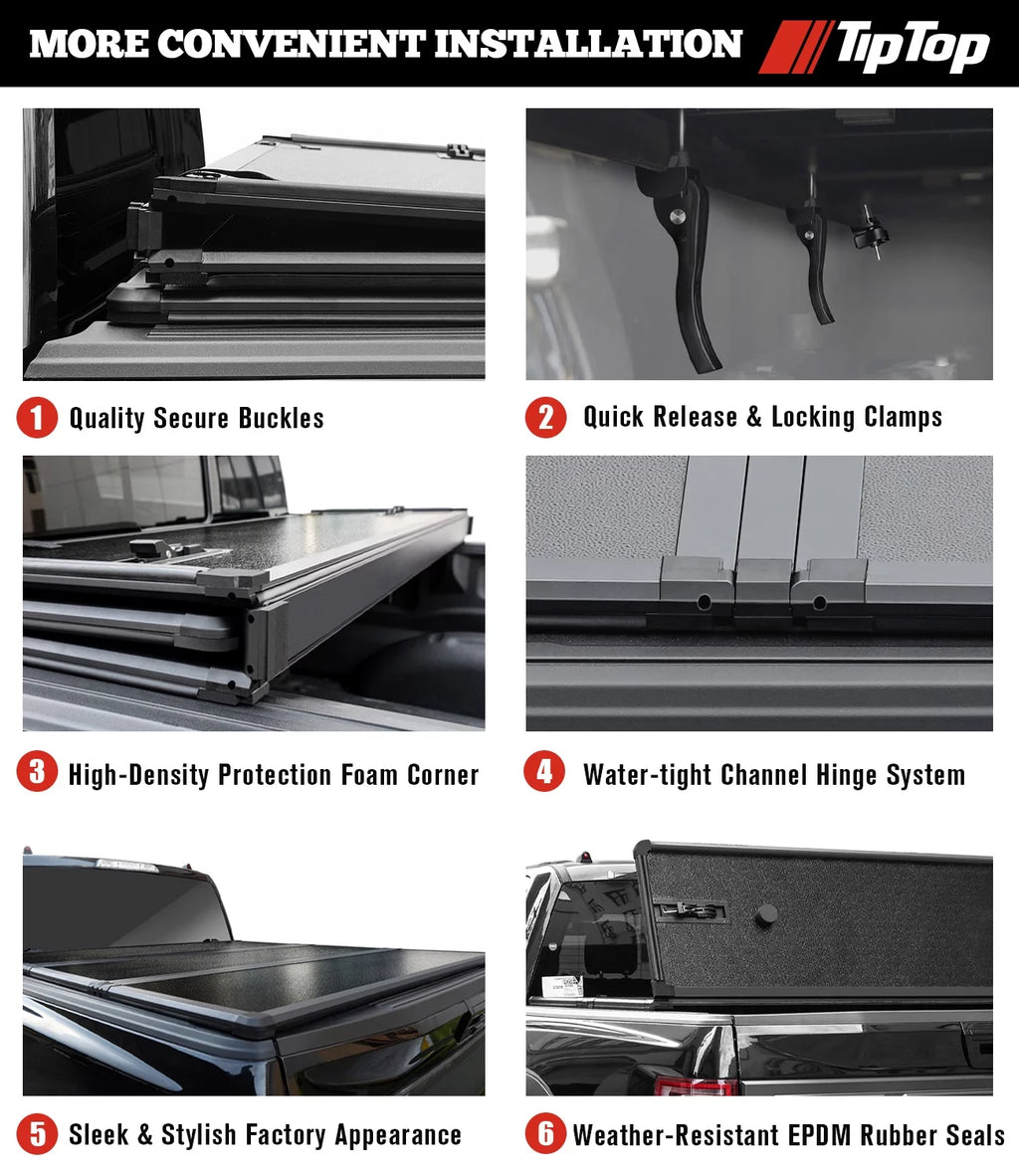 Tri-Fold Hard Tonneau Cover Truck Bed FRP On Top 5.5ft Bed G762