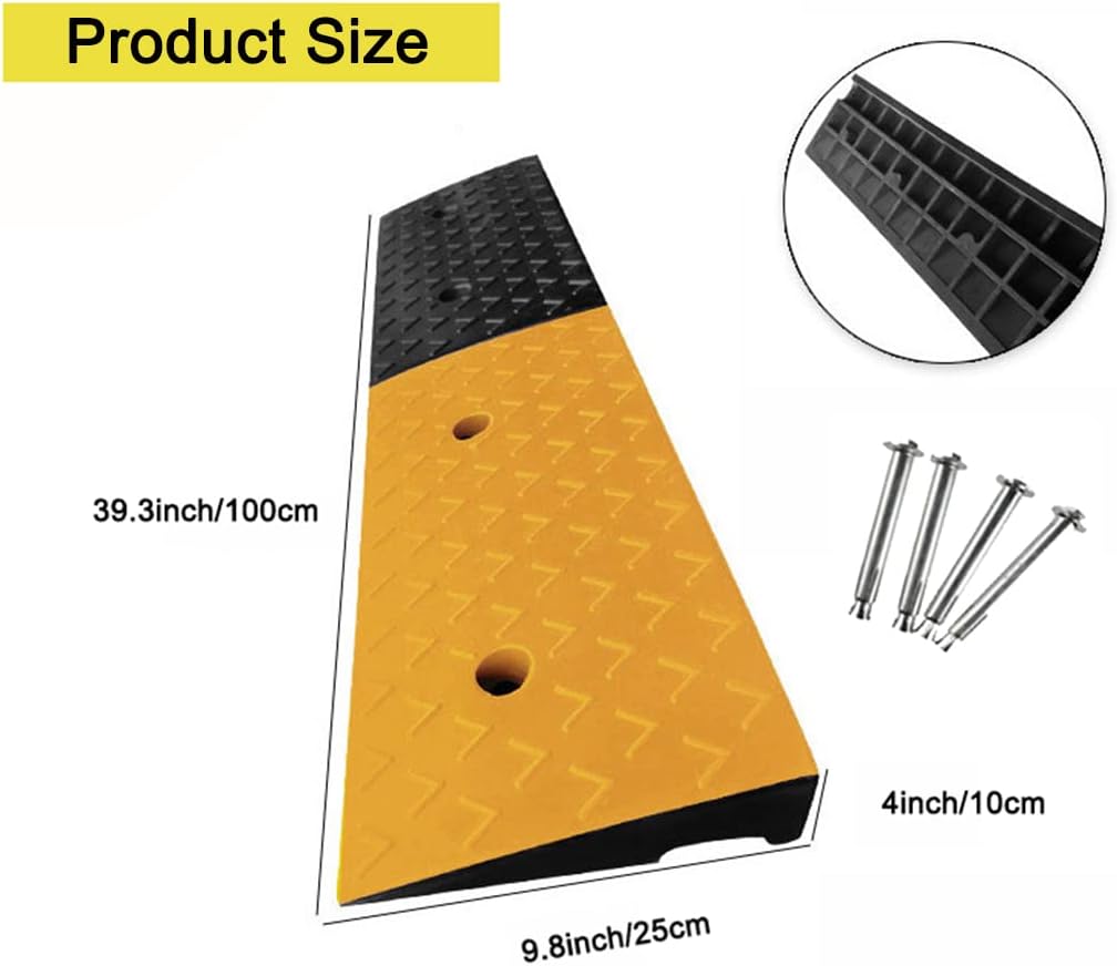 2 Rubber Heavy Duty Driveway Curb Ramp 10 Ton 39.3*5.9*2inch W47847