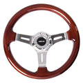 Chrome 3 Spoke 330mm Wood Grain Steering Wheel S7287