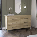Light Oak White 6 Drawer Double Dresser I457
