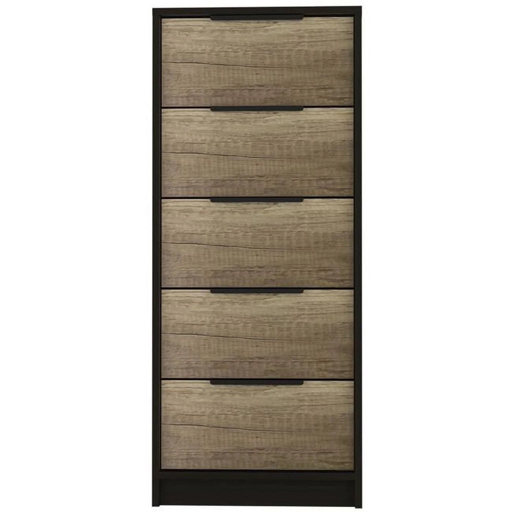 Black Light Oak 5 Drawer Wood Chest I25090