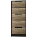 Black Light Oak 5 Drawer Wood Chest I25090