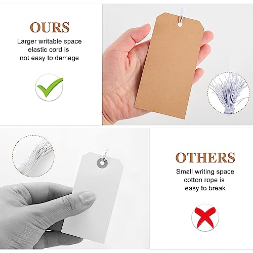 100pcs White Hang Paper Tags with String Attached T1846