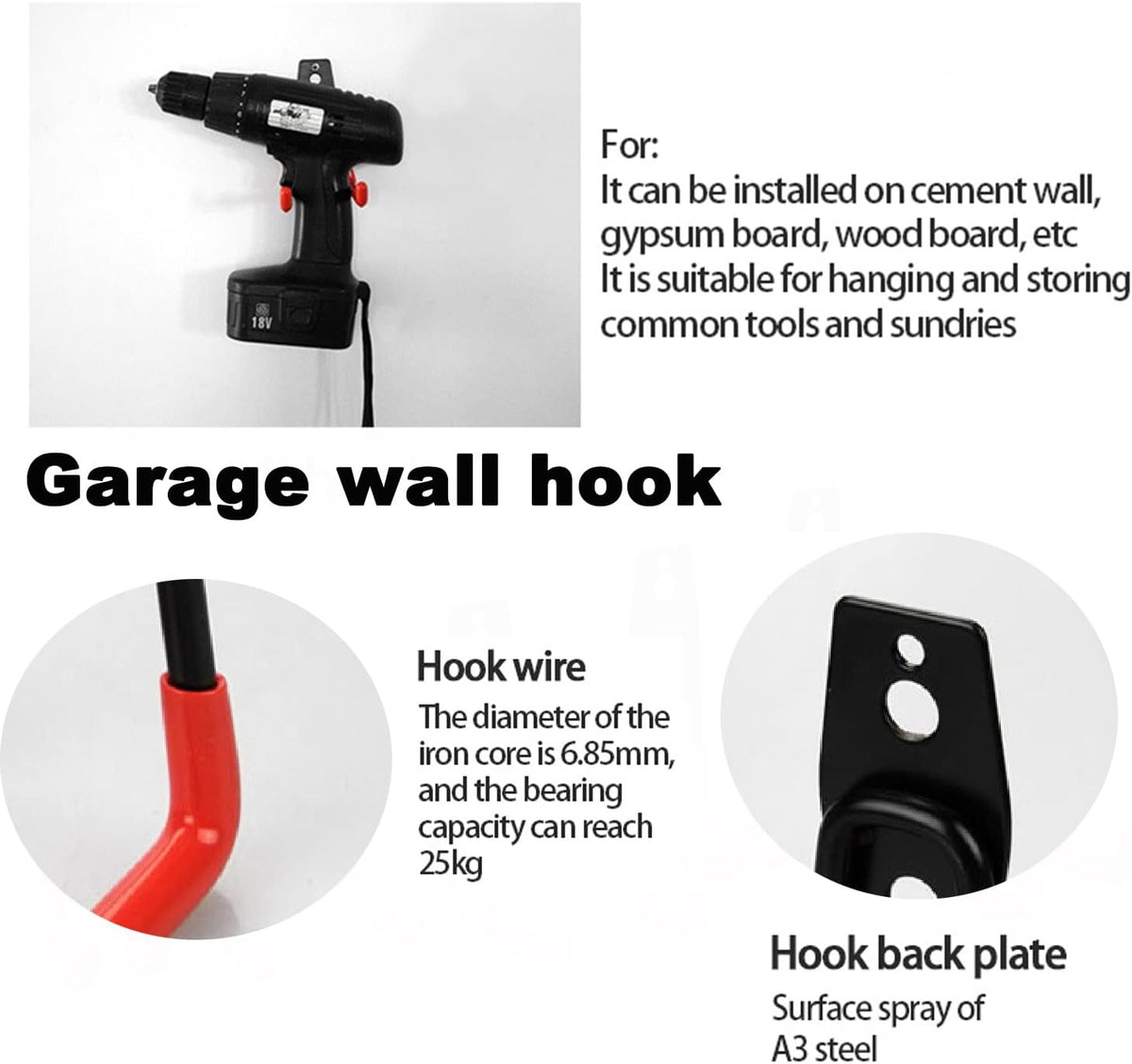 20 Pcs Heavy Duty Wall Mount Utility Hooks with Anti-Slip Coating E185