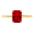 1.75 ct Radiant Cut Clear Simulated Diamond 18K Yellow Gold Solitaire Ring SZ 6.75 I742403