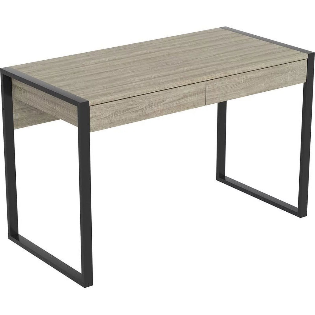 47"L 2-Drawers Black Metal Computer Desk N65276