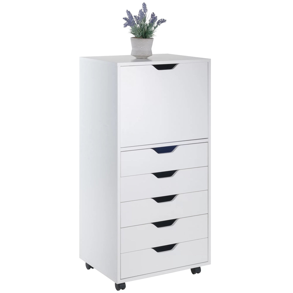 White 5 Drawer Rolling Wood Dresser X180323
