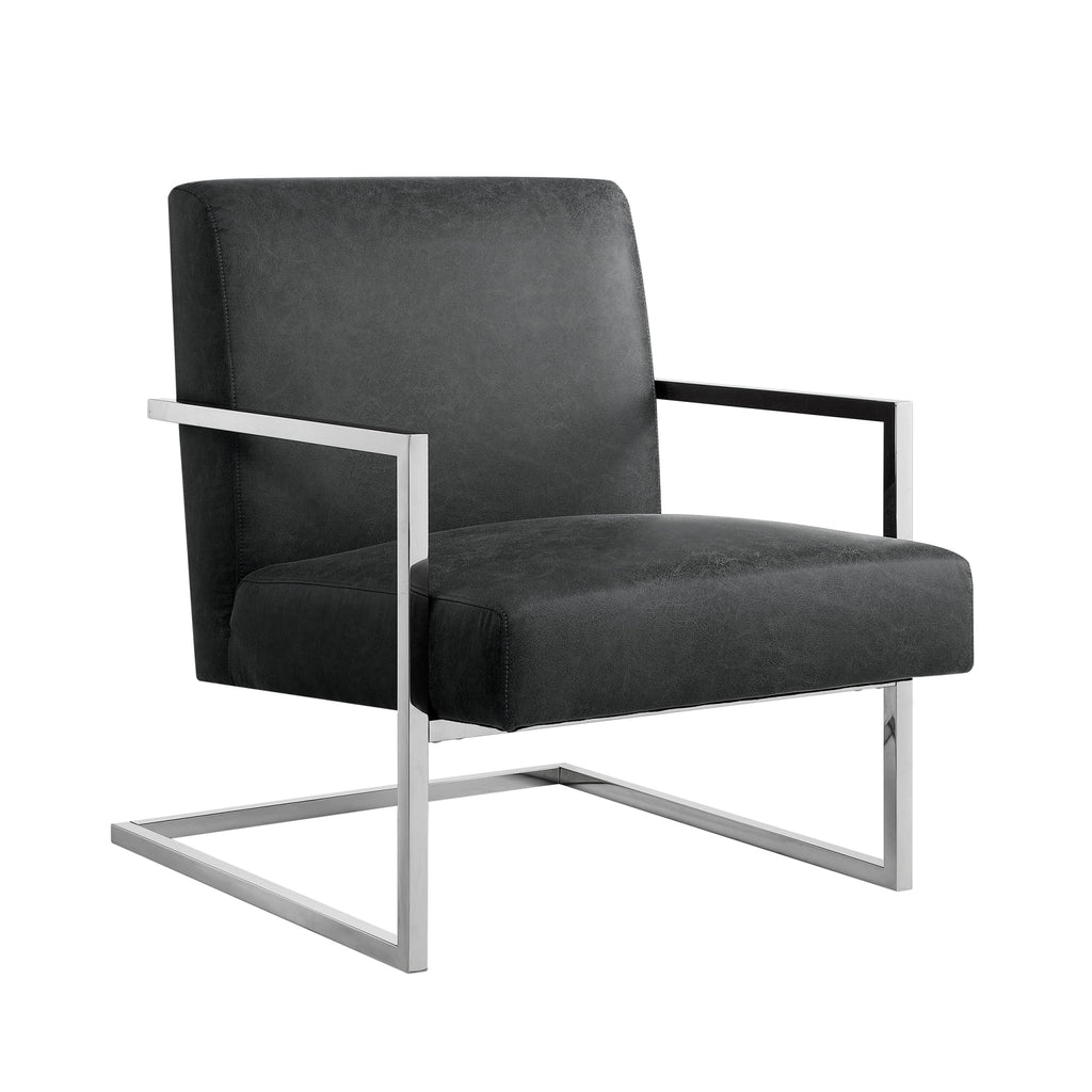 Charcoal PU Leather Accent Chair A8178