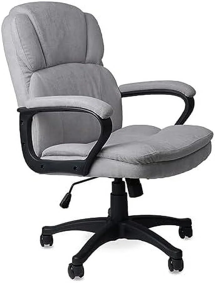 Ergonomic Upholstered Swivel Office Chair with Headrest and Armrest M9132