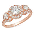 18K Rose Gold Three-Stone Diamond Engagement Ring size 3.5 T160