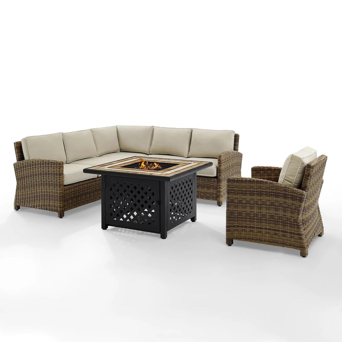 5Pc Outdoor Wicker Sectional Set Sangria/Weathered Brown K58024