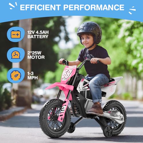 12V Kids Motorcycle with Training Wheels M9602
