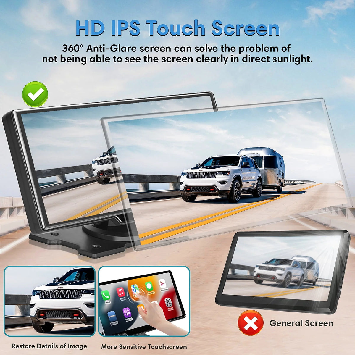 9.3 Portable Car Stereo with 2.5K Dash Cam and Backup Camera I1369