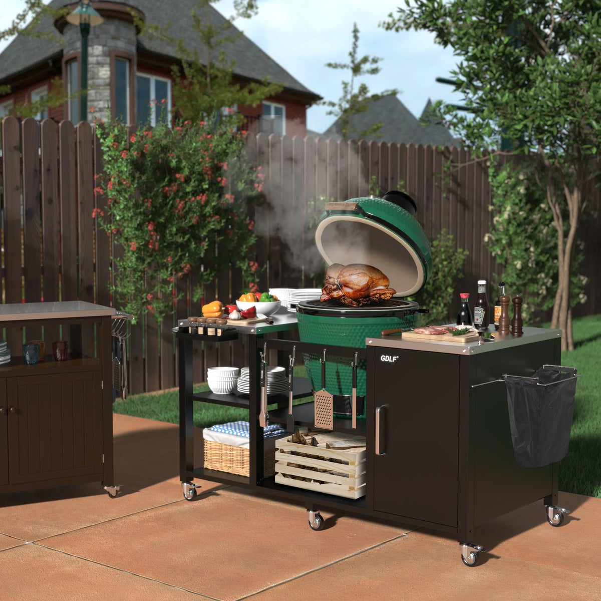 Heavy Duty Metal Grill Table with Storage R484819