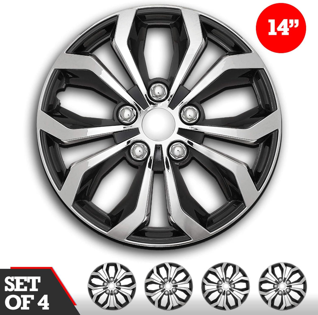 Set of 4 Chrome and Black ABS Hubcaps M7132