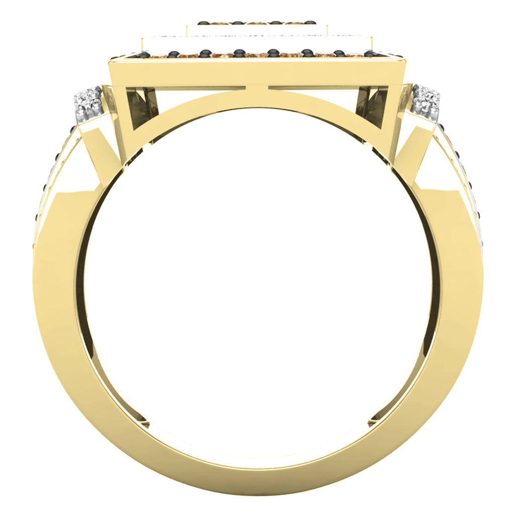 1.00 Carat Round Champagne & White Diamond Bridal Ring in 10K Yellow Gold, Size 5 N911789