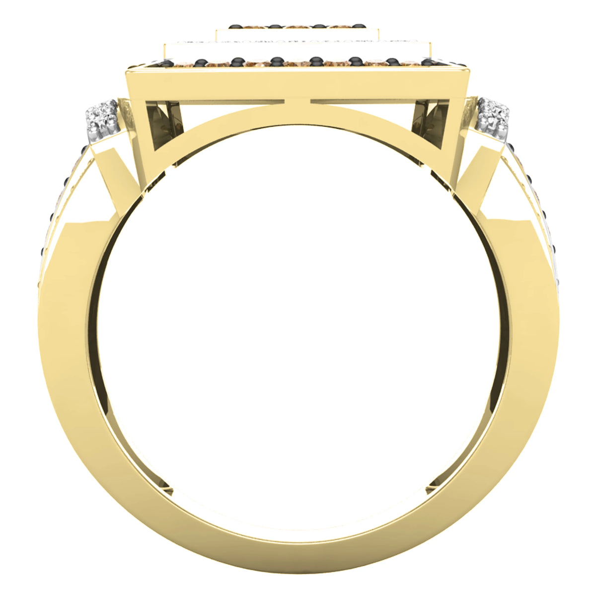 1.00 Carat Round Champagne & White Diamond Bridal Ring in 10K Yellow Gold, Size 5 N911789