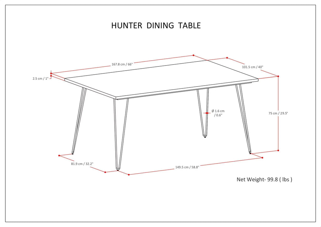 Solid Mango Wood and Metal 66 inch x 40 inch Rectangle Dining Table A646326