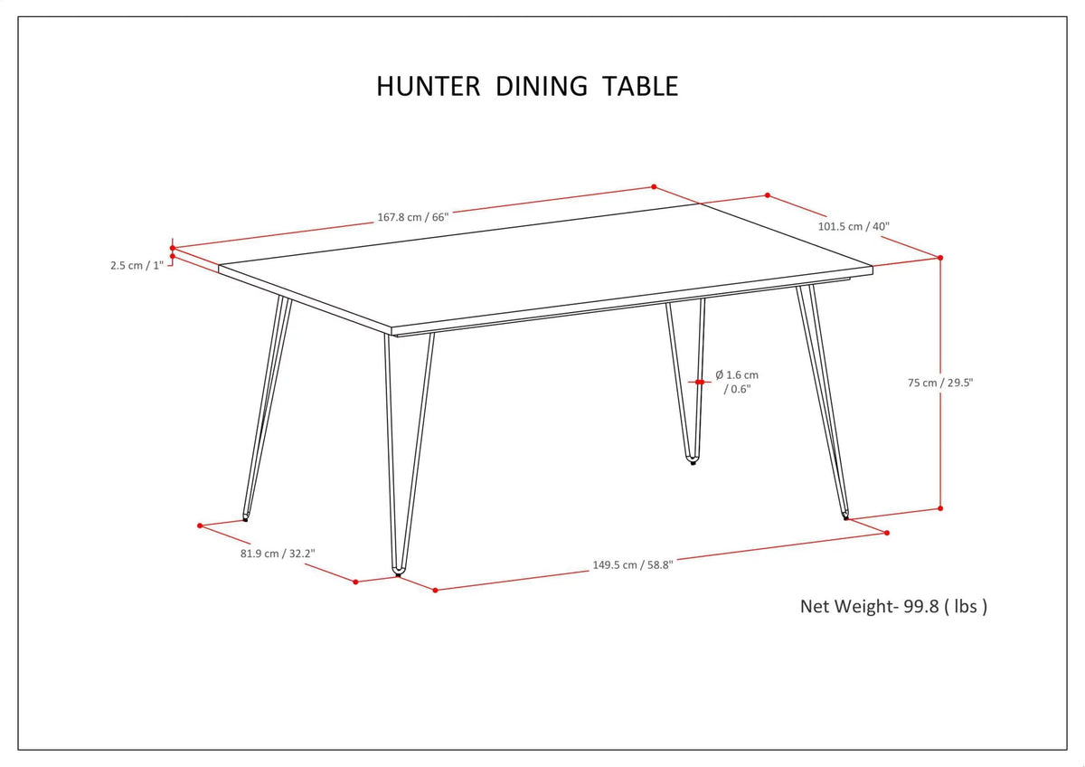 Solid Mango Wood and Metal 66 inch x 40 inch Rectangle Dining Table A646326