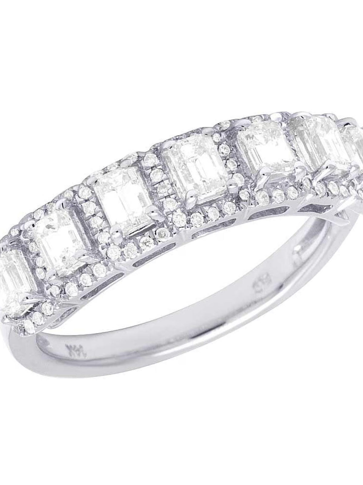 14K White Gold Diamond Emerald Solitaire Ring 1.25 Ct 5MM E819523
