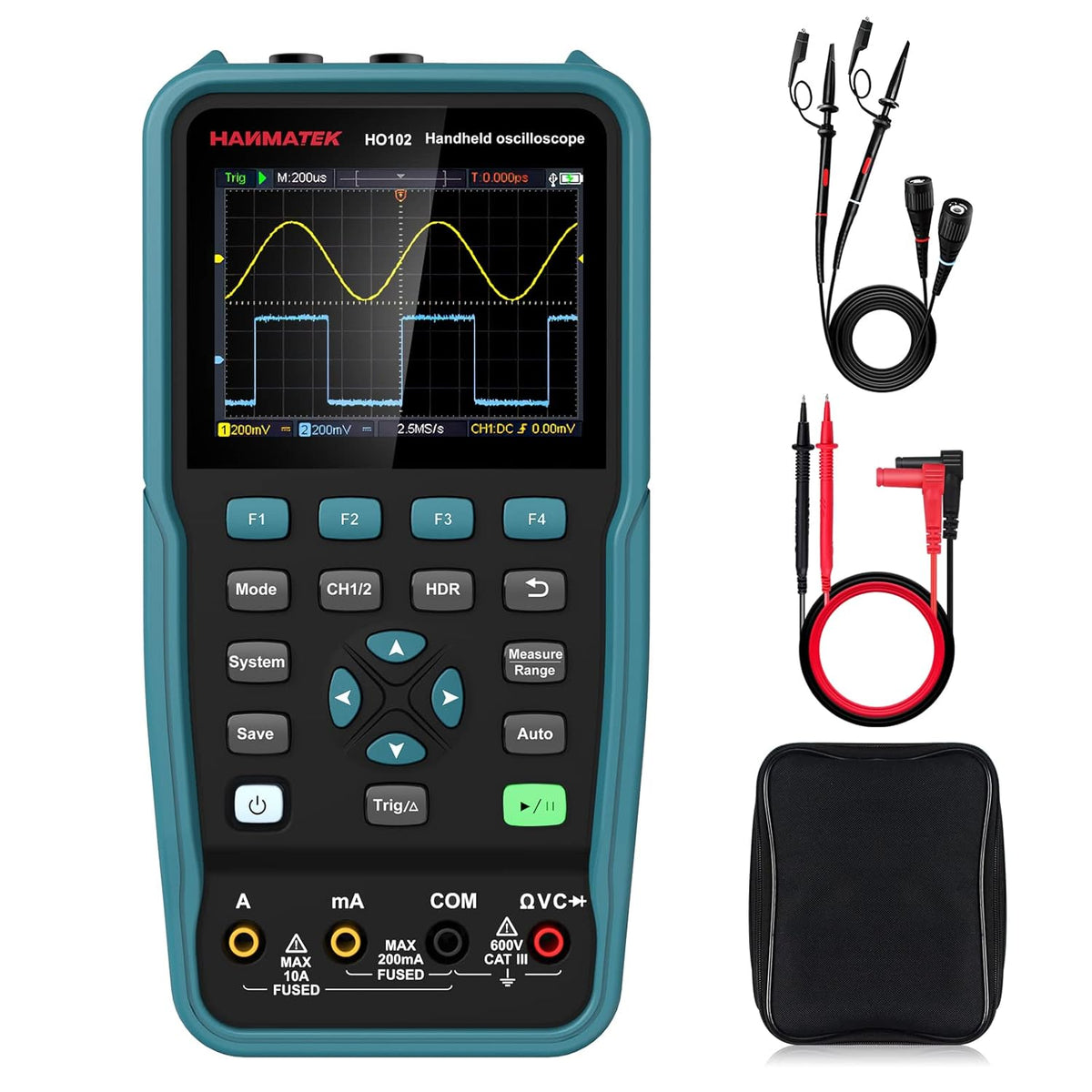 Handheld Digital Oscilloscope 100Mhz Bandwidth 2 Channels 3.5TFT Mini Oscilloscope U370