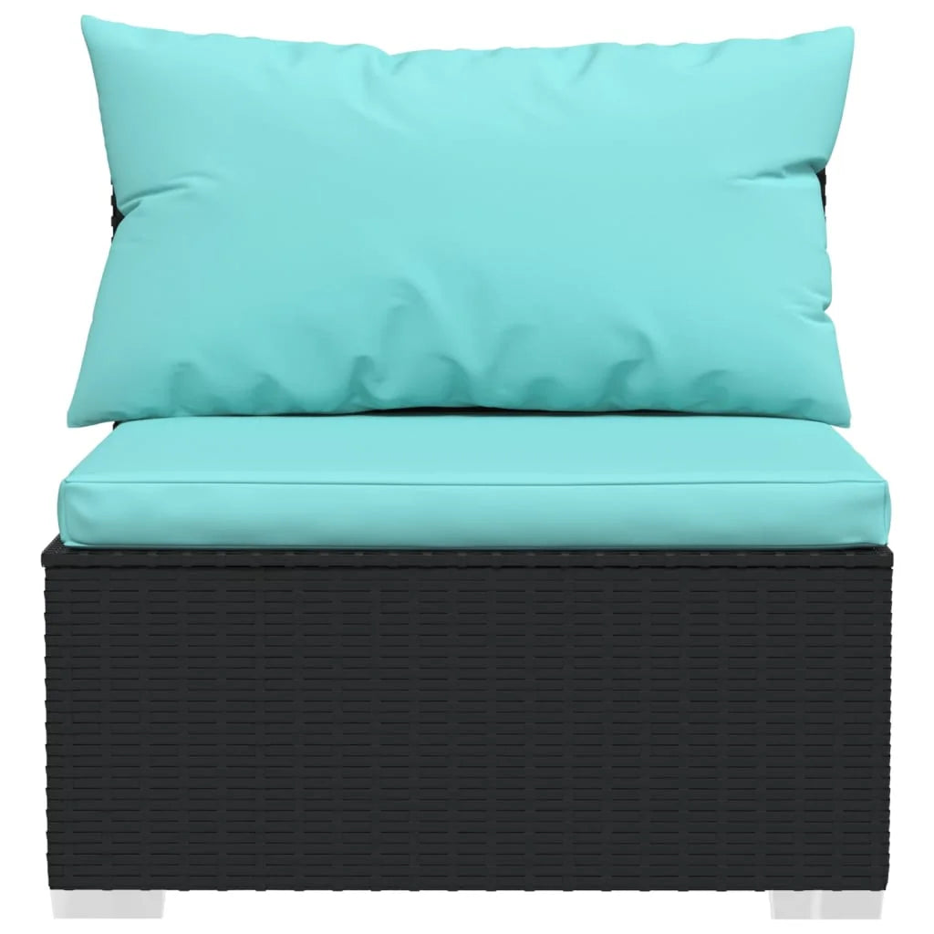 2 Piece Patio Furniture Set with Cushions Poly Rattan Black G2325