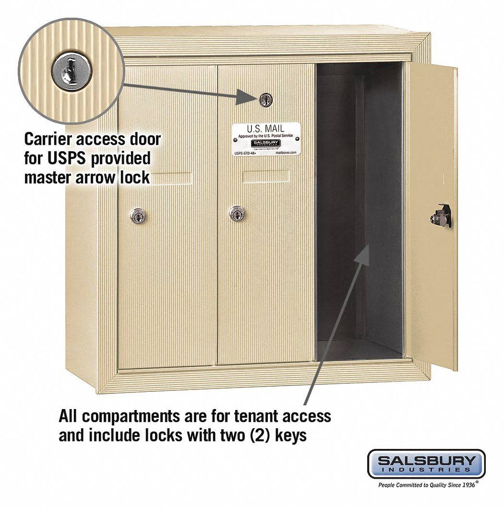 Vertical Mailbox - 3 Doors - Sandstone - Surface Mounted L92437