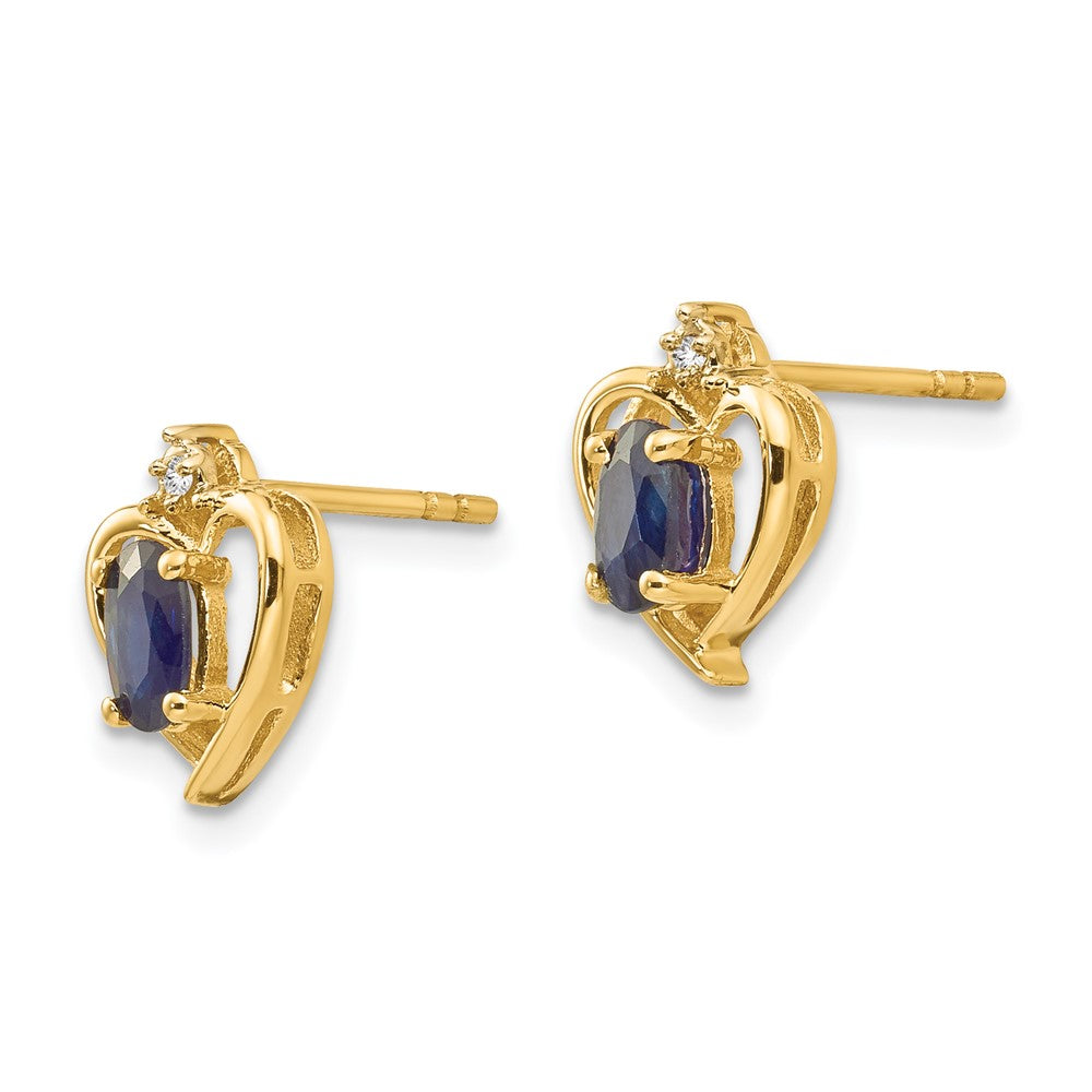 14k Sapphire and Diamond Heart Earrings R89915