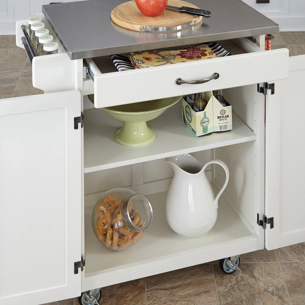 Off White Wood Kitchen Cart W921400