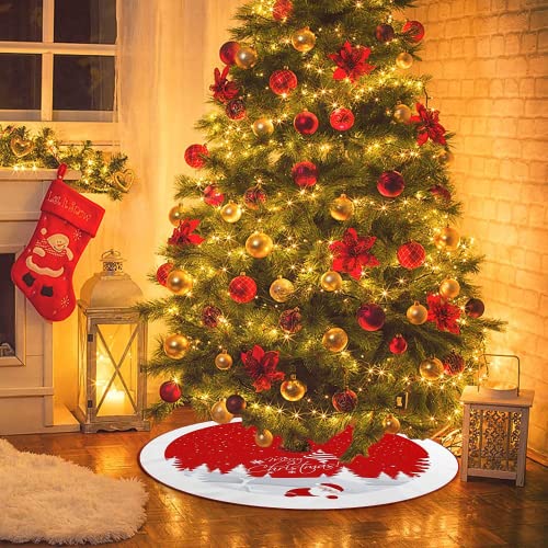 Red 48 inches Plush Christmas Tree Skirt Y21274
