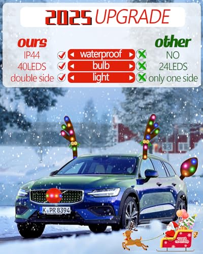 Christmas Reindeer Antlers Car Decoration Kit IP44 Waterproof LED Lights Multicolor B3120