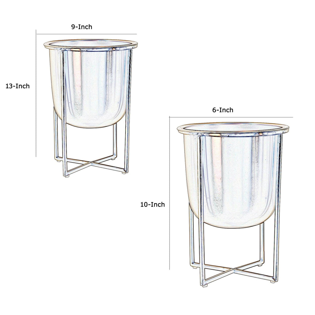 Gold Metal Frame Glass Planter Set of 2 R86535