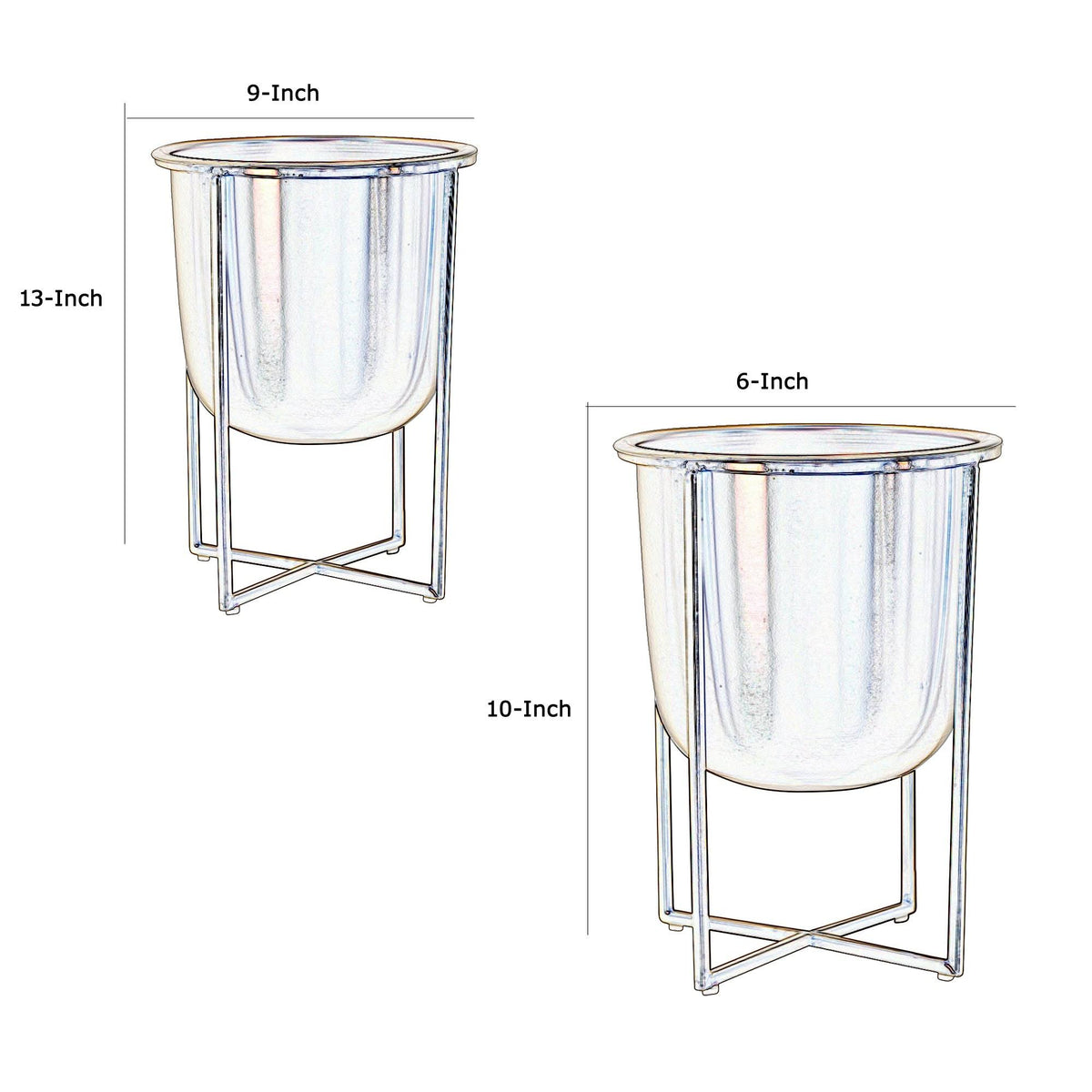 Gold Metal Frame Glass Planter Set of 2 R86535