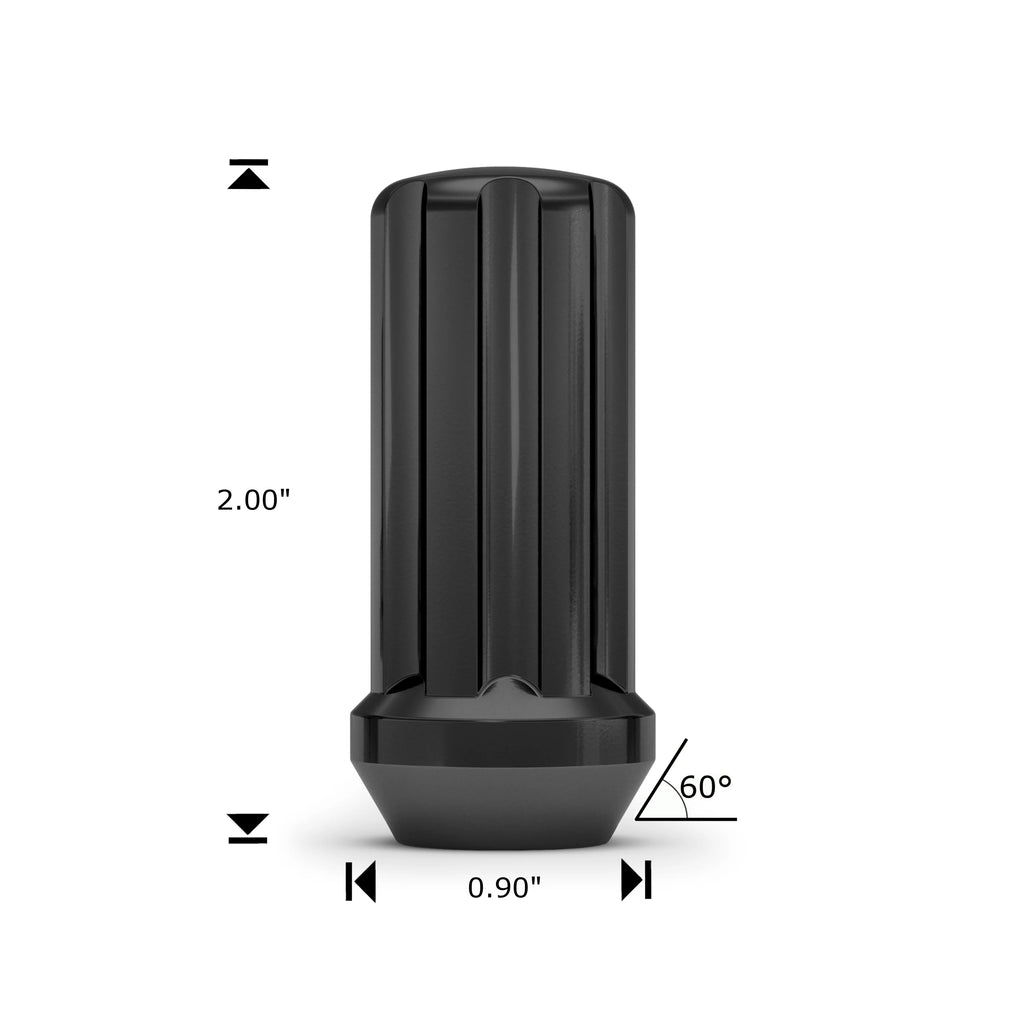 Black Chrome M14 x 1.50 Spline Lug Nut, 24 Pack T6106