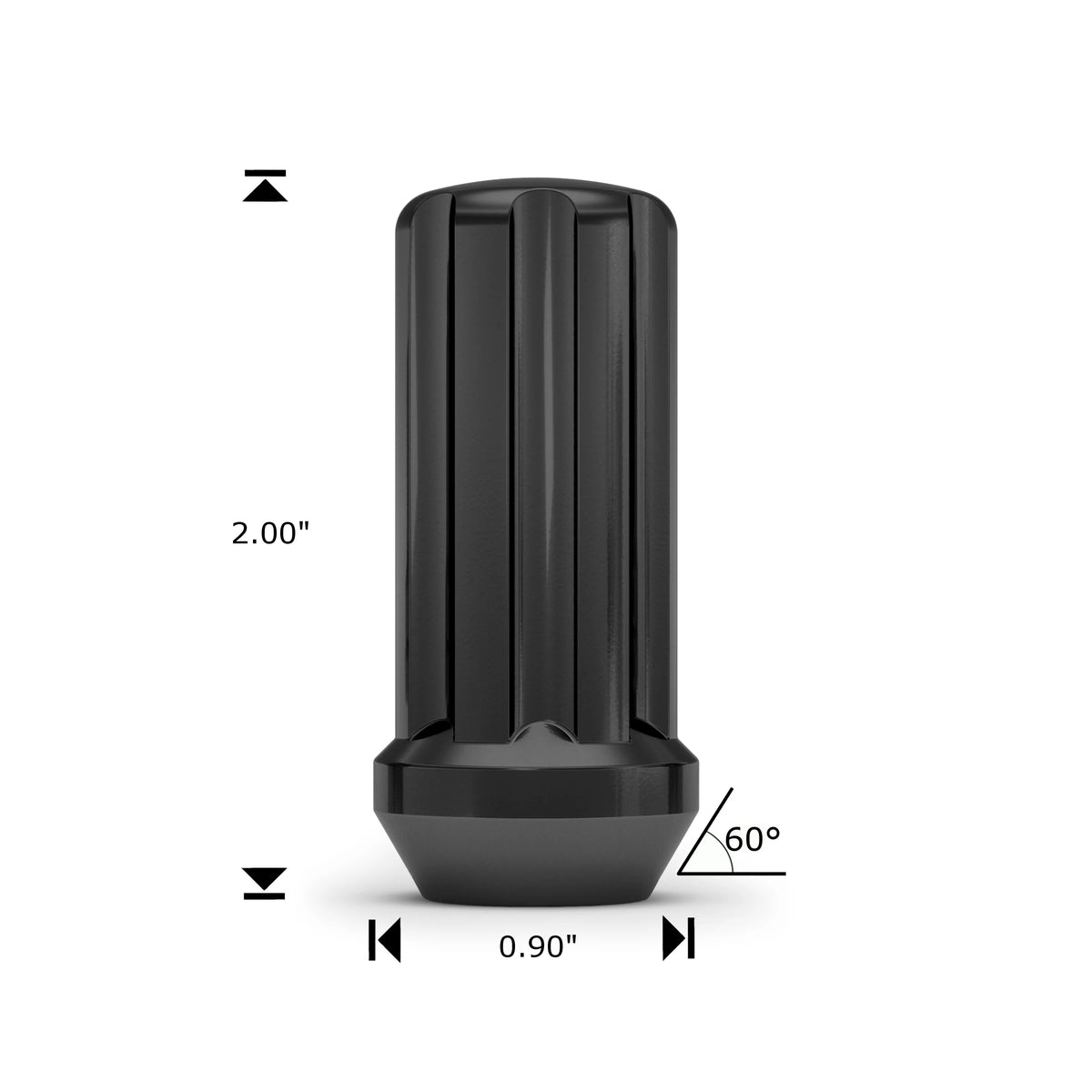 Black Chrome M14 x 1.50 Spline Lug Nut, 24 Pack T6106