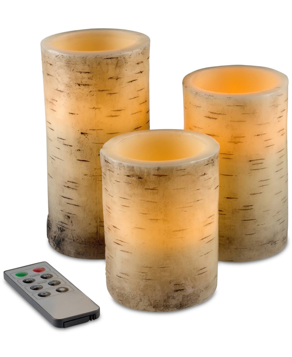3 Piece Flameless Birch Bark LED Candle Set M698031