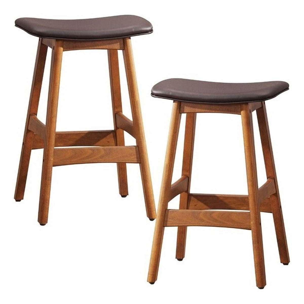 Faux Leather Counter Stool in Brown (Set of 2) Z5358