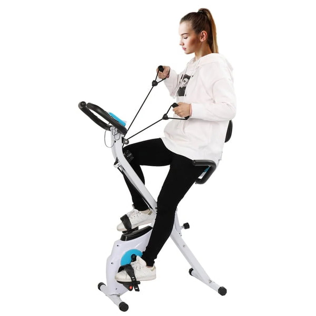 Foldable Indoor Exercise Bike 300LB Capacity 8-Level Magnetic Resistance V447906