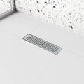 Brushed 304 Stainless Steel 12 inch Linear Shower Drain with Removable Grid Panel Z710979